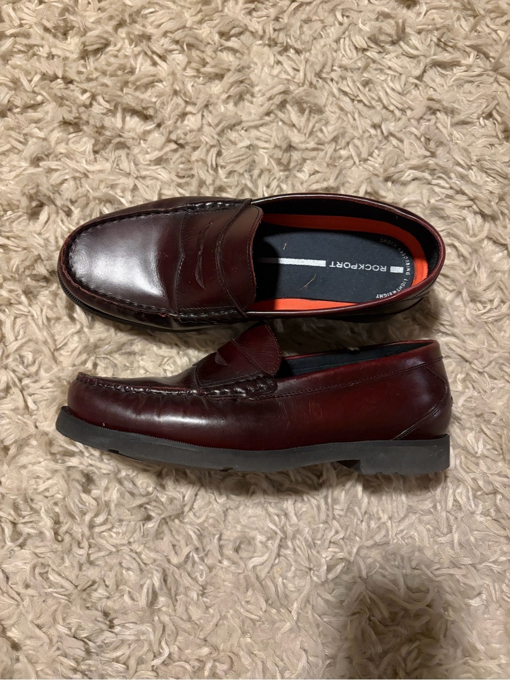 Rockport Men’s Burgundy Leather Slip-On Loafers